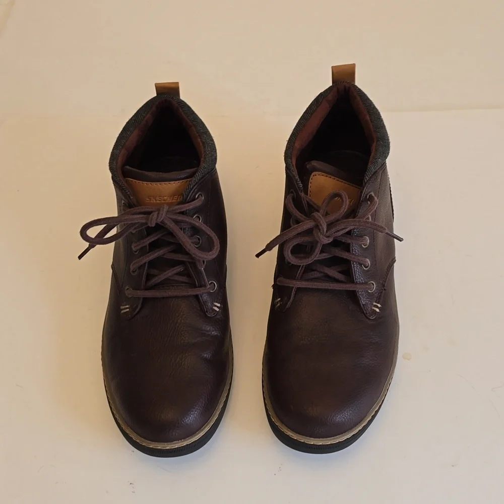 Skechers Men's Chukka Red Brown Boots Air Cooled Helmer Lace Up Size 10